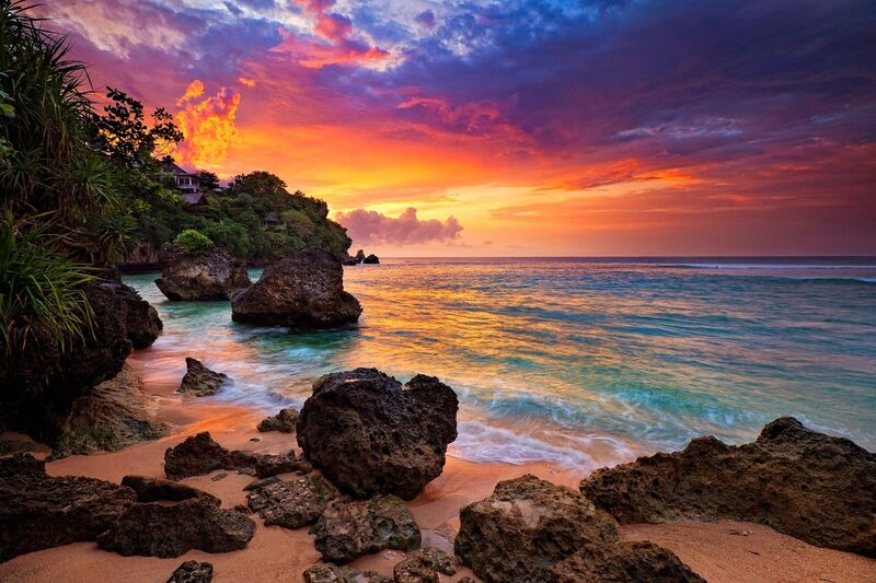 Bali rice terraces and beach