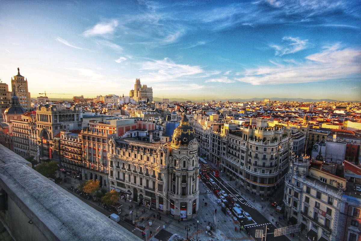 Beautiful Spanish cityscape with historic architecture